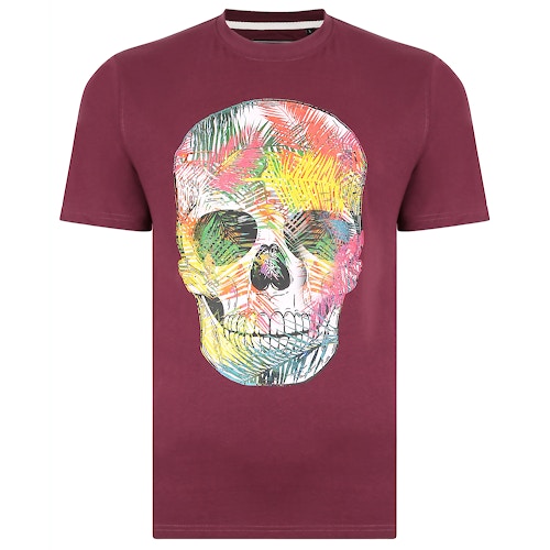KAM Farbiges T-Shirt mit Totenkopf-Print Pflaume